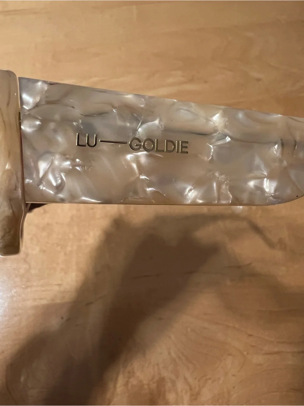 Lu Goldie “Aurora” marbled/speckled sunglasses in ivory and tan and white